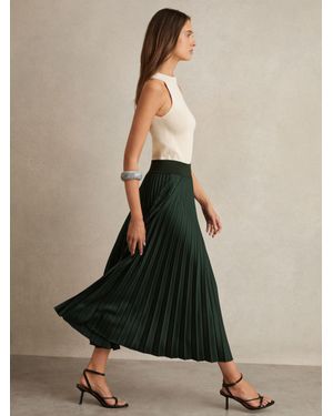 Reiss Pleated Midi Skirt - Black