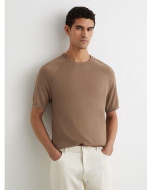Reiss Merino Wool Raglan-Sleeve T-Shirt - Natural