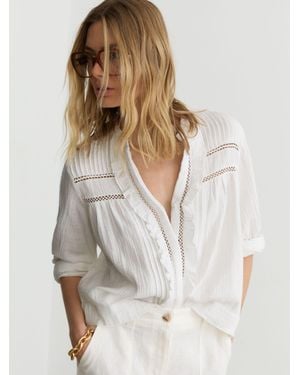 Reiss Cotton Cheesecloth Long-Sleeve Top - White