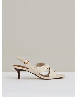 Reiss Leather Link-Strap Low-Heel Sandals - Natural