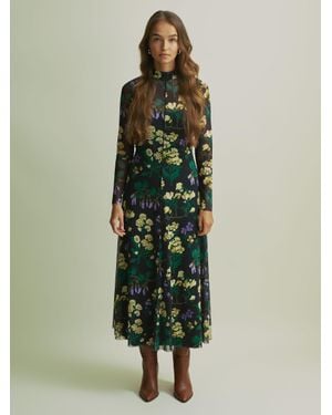 Florere Fit-And-Flare Mesh Midi Dress - Green