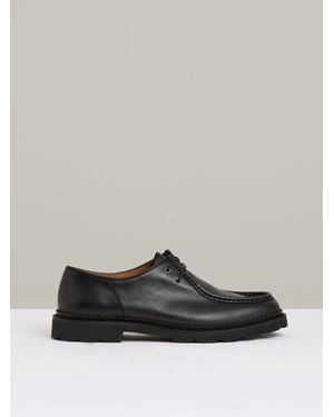 Reiss Leather Moccasin-Toe Lace-Up Shoes - Black