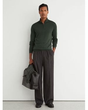 Reiss Merino Wool Half-Zip Jumper - Green