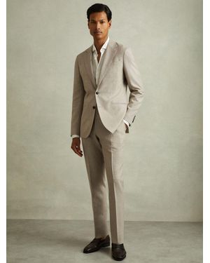 Reiss Elliot Checked Side Adjuster Trousers - Natural