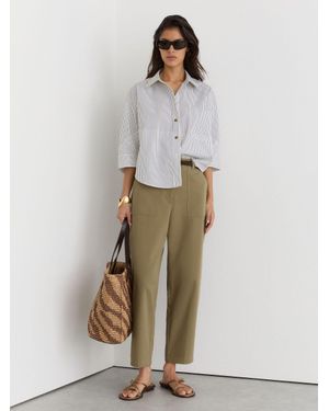Reiss Petite Cotton-Lyocell Tapered Trousers - Natural