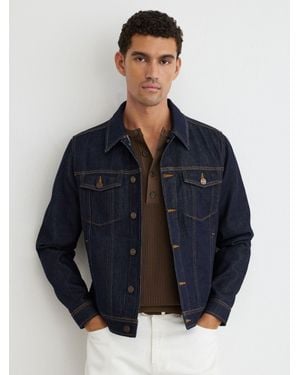 Reiss Acre - Dark Indigo Denim Trucker Jacket, Xs - Blue