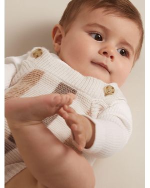 Reiss Cyra Neutral Wool-Cashmere Stripe Romper Set - Natural
