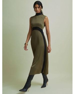 Florere Colourblock Hybrid Knit Midi Dress - Green