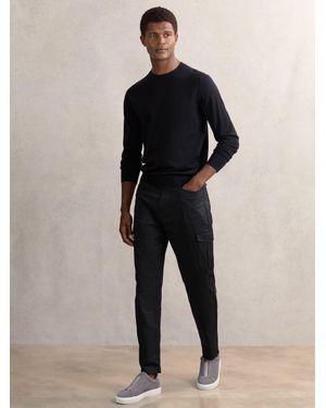 Reiss Cotton-Lyocell Cargo Trousers - Black