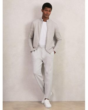Reiss Merino Wool Zip Through Cardigan - Natural