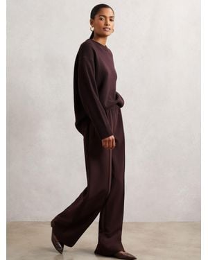 Reiss Robyn - Burgundy Petite Wide-leg Elasticated-waist Trousers, Us 6 - Red
