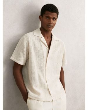 Reiss Leon - Off White Cotton-blend Crochet Shirt, L - Natural