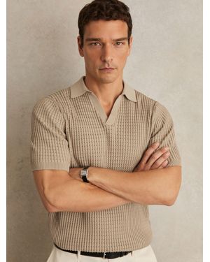Reiss Micro-Cable Open-Collar Cotton-Blend Shirt - Brown