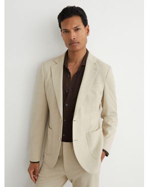 Reiss Gerrard - Stone Tailored Fit Textured Jersey Single-breasted Suit Blazer, 38 - Natural