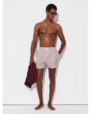 Reiss Rose & Seersucker Stripe Swim Shorts - White