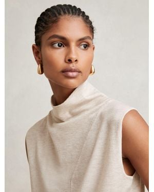 Reiss Wool Slouched Sleeveless Top - Natural
