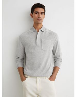 Reiss Cotton Concealed-Placket Polo Shirt - Grey