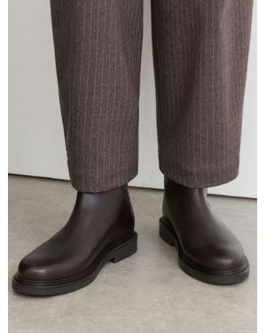 Reiss Leather Flat Ankle Boots - Grey