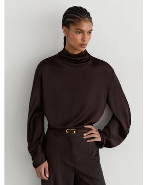 Reiss Silk High-Neck Blouse - Black