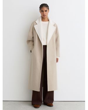 Reiss Wool Blindseam Contrast-Lapel Coat - Natural