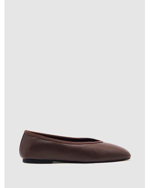 Reiss Nappa Leather Ballet Flats - White