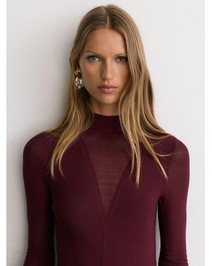 Reiss Sheer-Detail Long-Sleeve Knitted Top - Purple