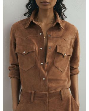 ATELIER Suede Western Press-stud Shirt - Brown