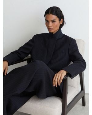 Reiss Wool Pinstripe Single-Breasted Suit Blazer Relaxed-Fit - Blue