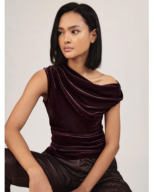 Reiss Velvet Off-Shoulder Top - Black