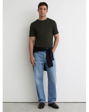 Reiss Bless - Oxidised Green Marl Cotton-blend Tailored-fit T-shirt, S - Black