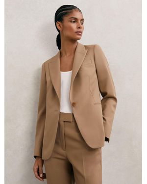 Reiss Wool-Blend Single-Breasted Suit Blazer - Natural