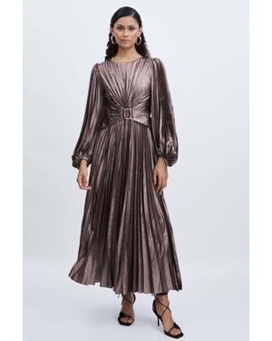 Acler Satin Pleated Dress - Brown