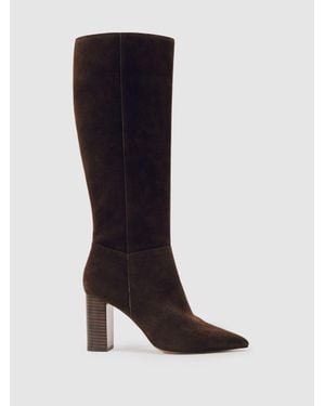 Reiss Bianca Block-Heel Knee-High Boots - Black
