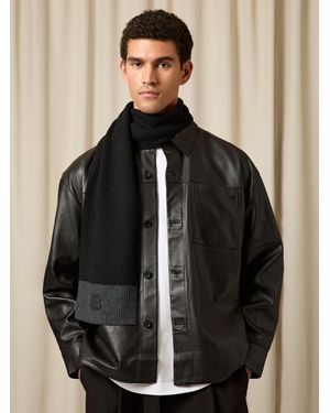 Reiss Bennett - Black Monogram Appliqué Wool Scarf, One
