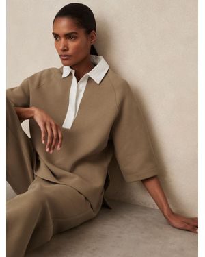 Reiss Cotton-Blend Interlock Collar Sweatshirt - Brown