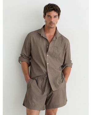 Reiss Stripe Drawstring Shorts - Brown
