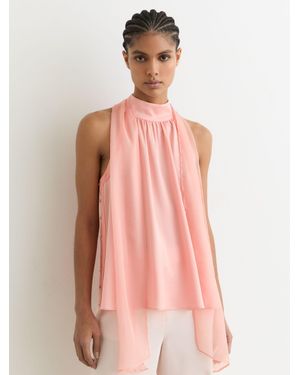 Reiss Satin Sleeveless Scarf-Neck Top - Pink