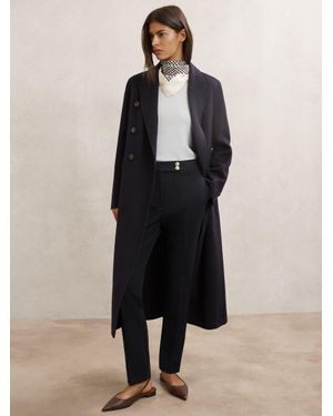 Reiss Tapered Button-Detail Trousers - Blue