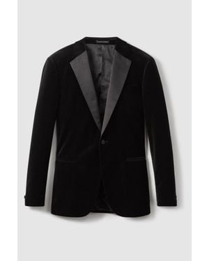 Reiss Ace Cotton Single Breasted Velvet Blazer - Black
