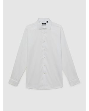 Reiss Slim Fit Cotton Satin Double Cuff Shirt - White