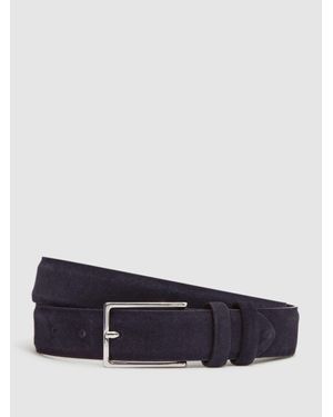 Reiss Dante - Navy Suede Belt, 28 - Blue