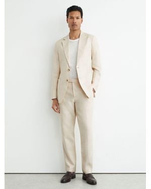Reiss Atlantic Linen-Twill Classic-Fit Suit Trousers - White