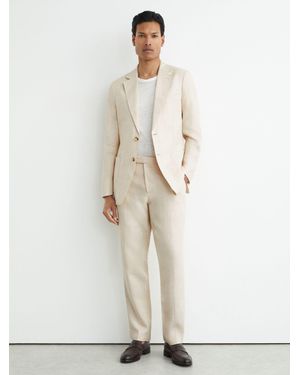 Reiss Atlantic Classic-Fit Linen-Twill Suit Trousers - White