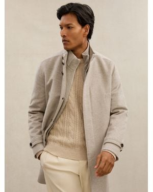 Reiss Natural - Natural Atelier 100% Cashmere Hybrid Overcoat With Removable Gilet, S
