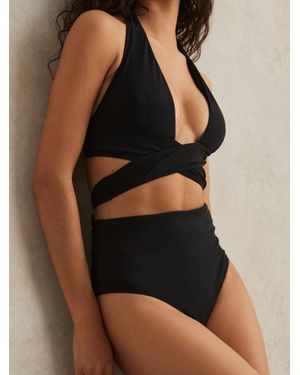 Reiss High Waisted Bikini Bottoms - Black