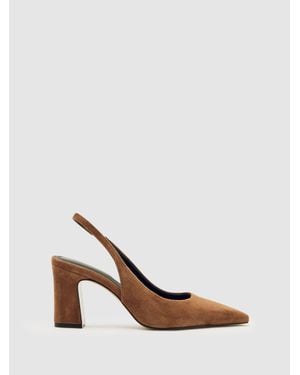 Reiss Lorena - Tan Suede Slingback Court Shoes, Us 9 (uk 7) - Natural