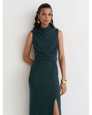 Reiss Dylan Petite Draped-Detail Sleeveless Maxi Dress - Blue