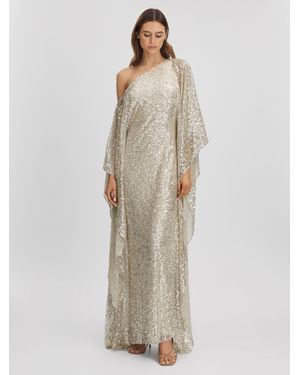 Halston Sequin Off-The-Shoulder Maxi Dress - Natural