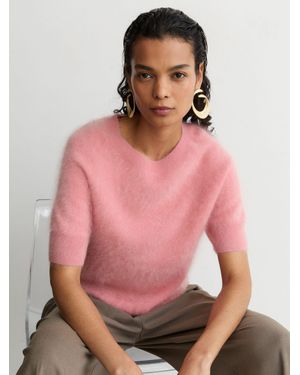 Reiss Cashmere Short-Sleeve Top - Pink