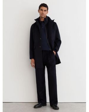 Reiss Wool-Blend Gilet-Insert Single-Breasted Coat - Blue